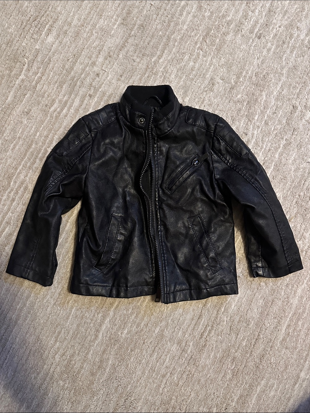 Kids Black Faux Leather Moto Jacket
